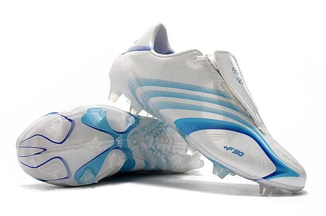 Adidas F50 Rojo Blanco Superior Sintético Brillo Cordones Asimétricos Campo Firme Zapatos de Fútbol 5