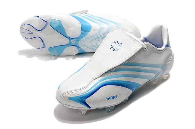 Adidas F50 Rojo Blanco Superior Sintético Brillo Cordones Asimétricos Campo Firme Zapatos de Fútbol 6
