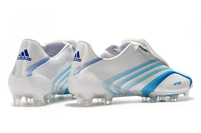Adidas F50 Rojo Blanco Superior Sintético Brillo Cordones Asimétricos Campo Firme Zapatos de Fútbol 7
