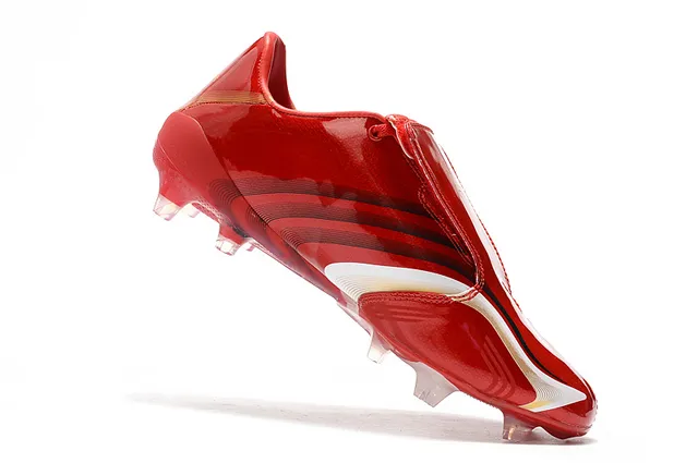 Adidas F50 Rojo Blanco Superior Sintético Brillo Cordones Asimétricos Campo Firme Zapatos de Fútbol 13