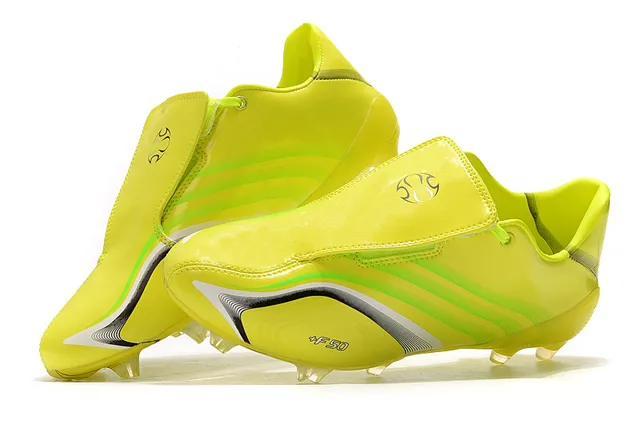 Adidas F50 Rojo Blanco Superior Sintético Brillo Cordones Asimétricos Campo Firme Zapatos de Fútbol 21