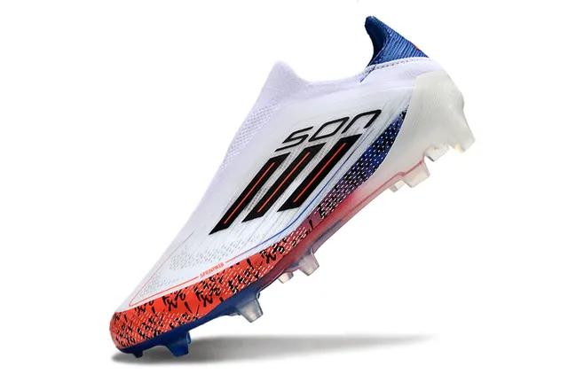 Adidas F50 Branco Azul Sem Cadarços Upper de Meia Sola Translucida Gradiente Campo Firme Sapatos de Futebol 3