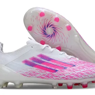 Adidas F50 White Pink Low-Cut Lace-Up Translucent Sole Firm-Ground Soccer Shoes