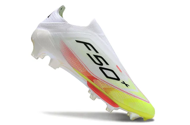 أديداس F50 أبيض أصفر Low-Cut أعلى للجوارب شفاف قفص TPU أرضية صلبة أحذية كرة القدم 2