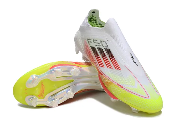 أديداس F50 أبيض أصفر Low-Cut أعلى للجوارب شفاف قفص TPU أرضية صلبة أحذية كرة القدم 4