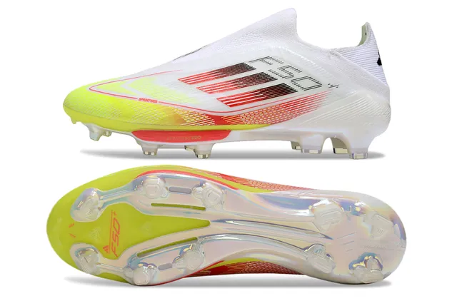أديداس F50 أبيض أصفر Low-Cut أعلى للجوارب شفاف قفص TPU أرضية صلبة أحذية كرة القدم 6