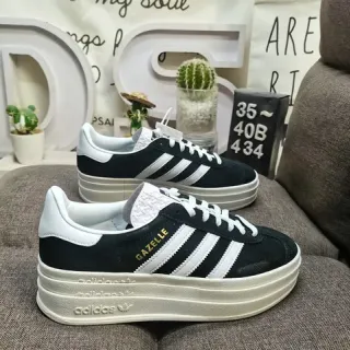 Adidas Gazelle أسود وأبيض منصة أسلوب حياة أحذية رياضية