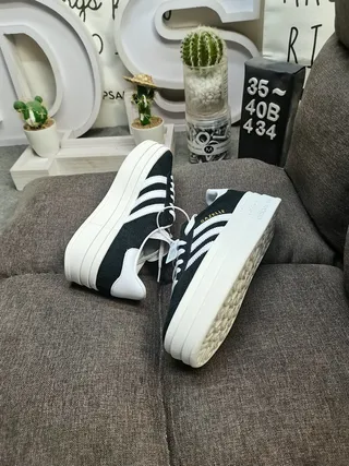 Adidas Gazelle काला और सफेद प्लेटफॉर्म लाइफस्टाइल स्नीकर 6