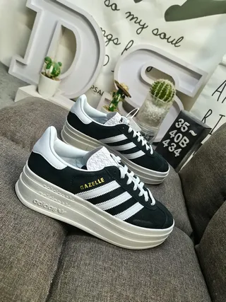 Adidas Gazelle काला और सफेद प्लेटफॉर्म लाइफस्टाइल स्नीकर 9
