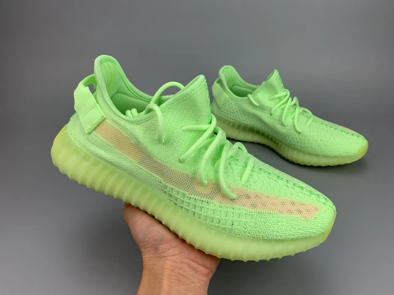Adidas Vert Beige Knit Haut Côtelé Semelle Translucide Sneakers Lifestyle 12