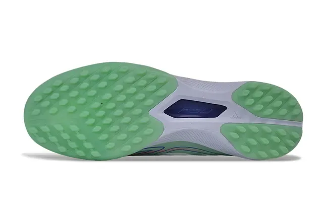 Adidas Chaussures de football turf vert blanc col sans lacets overlay synthétique cage 6