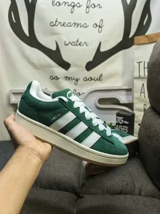 Adidas Green White Suede Upper Three-Stripe Side Panel Lifestyle Sneakers 5