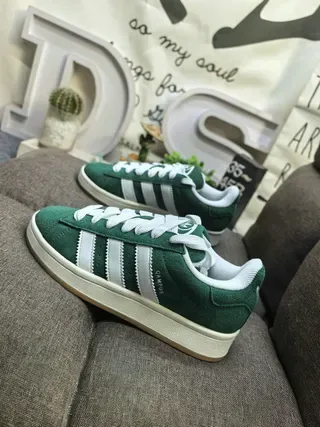 Adidas Green White Suede Upper Three-Stripe Side Panel Lifestyle Sneakers 7
