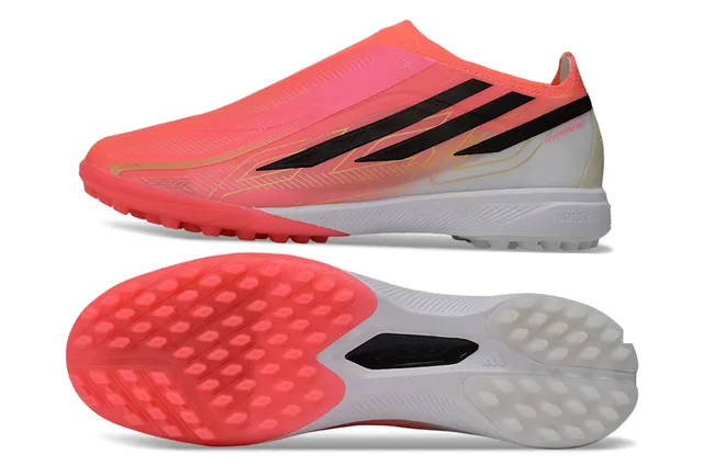 Adidas أحذية كرة القدم Turf أعلى نيون درجة وردي أسود بدون أربطة 6