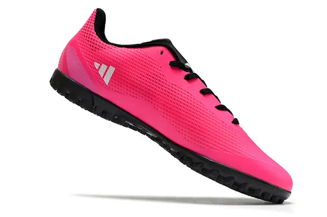 Adidas أحذية كرة القدم تورف وردي أسود منخفضة القطع شبكة صناعية ثلاث خطوط بيضاء 12