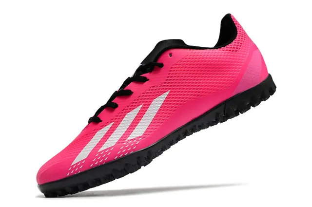 Adidas أحذية كرة القدم تورف وردي أسود منخفضة القطع شبكة صناعية ثلاث خطوط بيضاء 13
