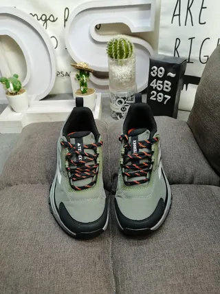 Adidas Rosa Cinza Inspirado em Trilha Malha e Sintético Superior Tênis Lifestyle 20