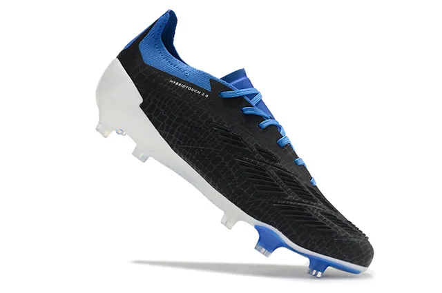 Adidas Predator Noir Bleu Haut Texturé Hexagonal Trois Rayures Blanches Firm-Ground Chaussures de Football 2