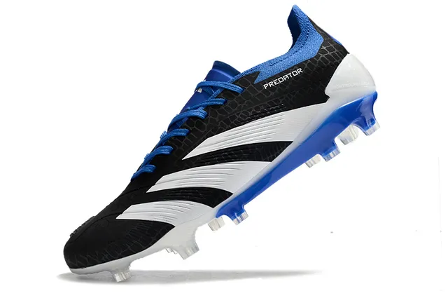 Adidas Predator Noir Bleu Haut Texturé Hexagonal Trois Rayures Blanches Firm-Ground Chaussures de Football 3