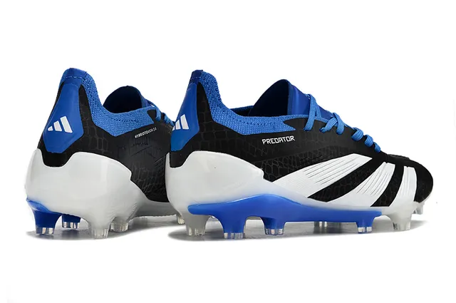Adidas Predator Noir Bleu Haut Texturé Hexagonal Trois Rayures Blanches Firm-Ground Chaussures de Football 5