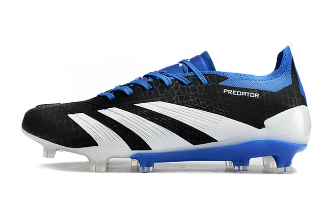 Adidas Predator Noir Bleu Haut Texturé Hexagonal Trois Rayures Blanches Firm-Ground Chaussures de Football 7