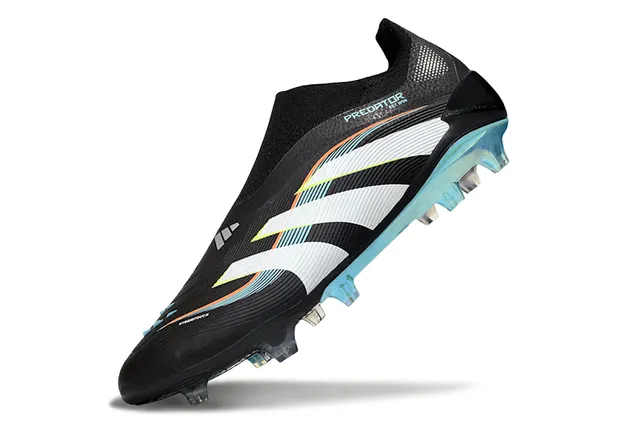 Adidas Predator أحذية كرة القدم سوداء زرقاء علوة بنمط الجوارب قاعدة لامعة أرضية صلبة 3