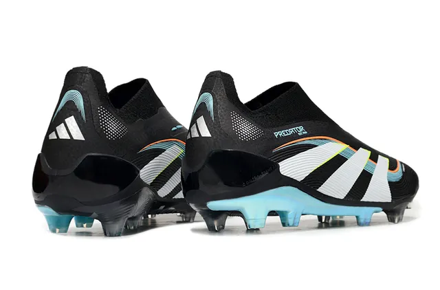 Adidas Predator أحذية كرة القدم سوداء زرقاء علوة بنمط الجوارب قاعدة لامعة أرضية صلبة 5