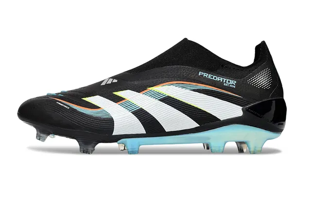 Adidas Predator أحذية كرة القدم سوداء زرقاء علوة بنمط الجوارب قاعدة لامعة أرضية صلبة 7