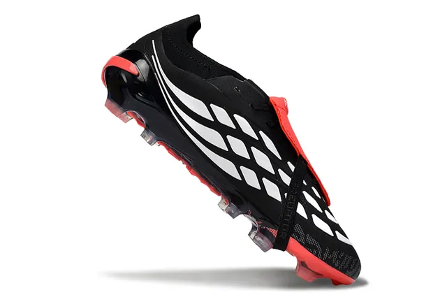 Adidas Predator أسود أحمر بدون أربطة إغلاق بالحزام مولد TPU دعامة الكعب أرضية صلبة أحذية كرة القدم 11