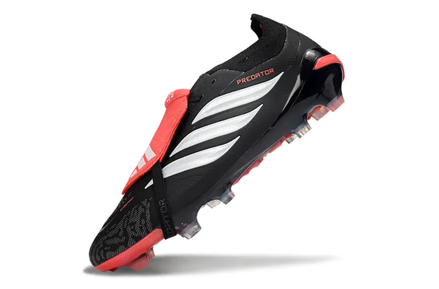 Adidas Predator أسود أحمر بدون أربطة إغلاق بالحزام مولد TPU دعامة الكعب أرضية صلبة أحذية كرة القدم 12