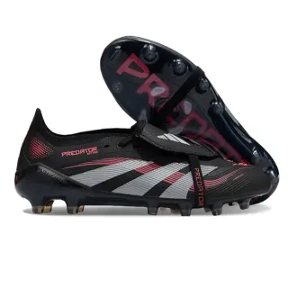 Adidas Predator Zapatillas de fútbol negro rojo bota baja panel lateral tres rayas césped artificial