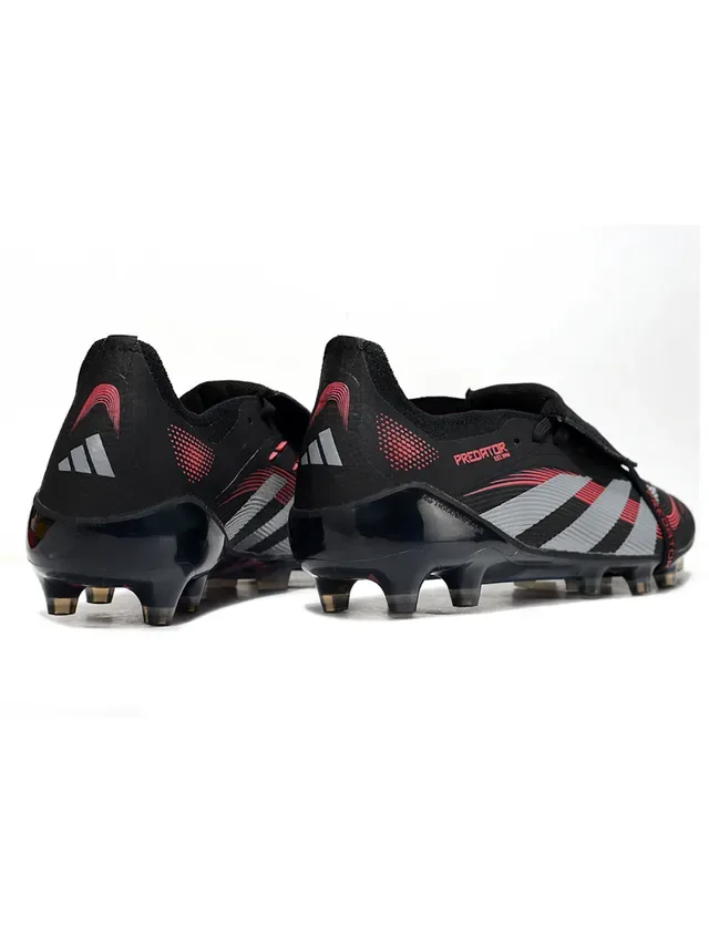 Adidas Predator Botas de futebol preto vermelho bota baixa painel lateral três listras gramado artificial 5