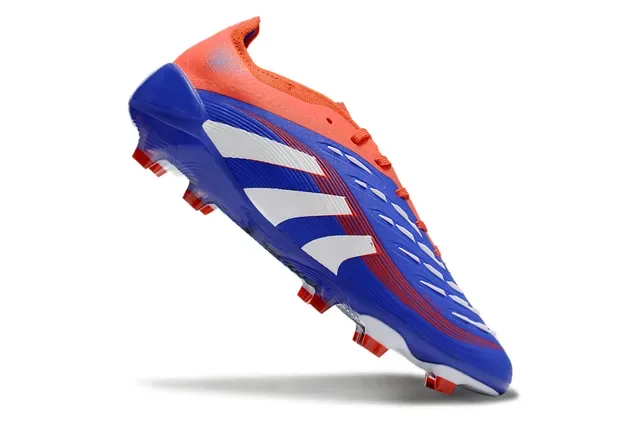 Adidas Predator Blue Orange Ribbed Synthetic Upper Three-Stripe Side Panel Firm-Ground Soccer Shoes 2