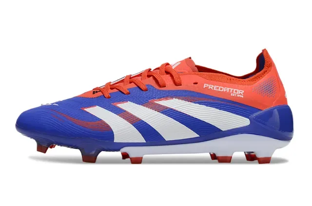 Adidas Predator Blue Orange Ribbed Synthetic Upper Three-Stripe Side Panel Firm-Ground Soccer Shoes 3
