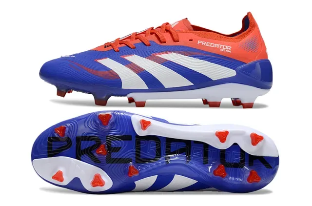 Adidas Predator Blue Orange Ribbed Synthetic Upper Three-Stripe Side Panel Firm-Ground Soccer Shoes 4