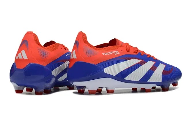 Adidas Predator Blue Orange Ribbed Synthetic Upper Three-Stripe Side Panel Firm-Ground Soccer Shoes 5