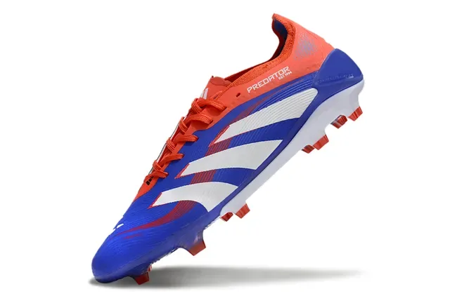 Adidas Predator Blue Orange Ribbed Synthetic Upper Three-Stripe Side Panel Firm-Ground Soccer Shoes 7