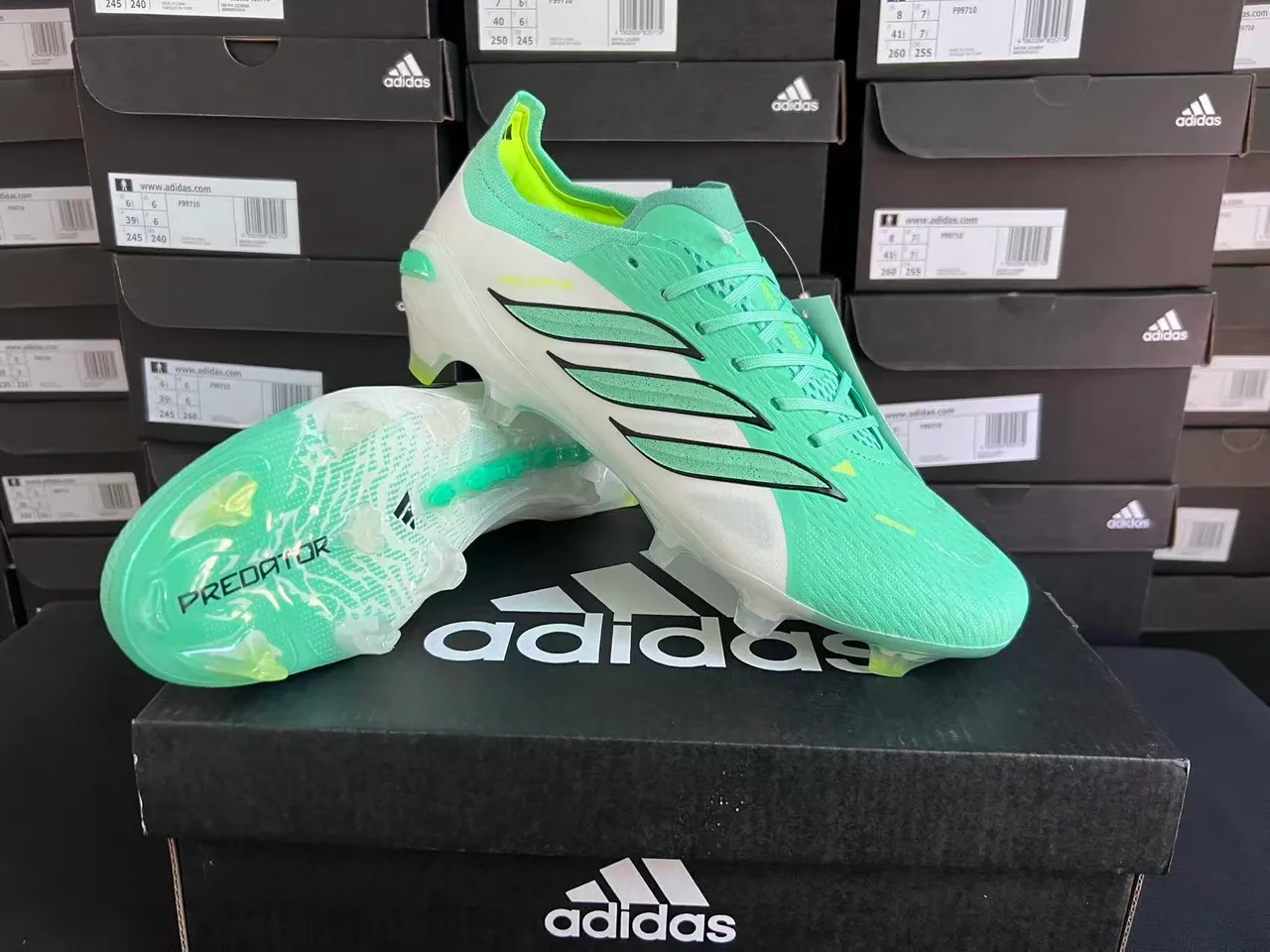 Adidas Predator Verde Blanco Bajo corte con cordones Empeine texturizado Jaula Terreno firme Zapatos de fútbol 10
