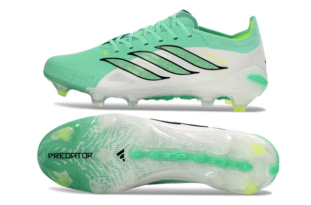 Adidas Predator Verde Blanco Bajo corte con cordones Empeine texturizado Jaula Terreno firme Zapatos de fútbol 14