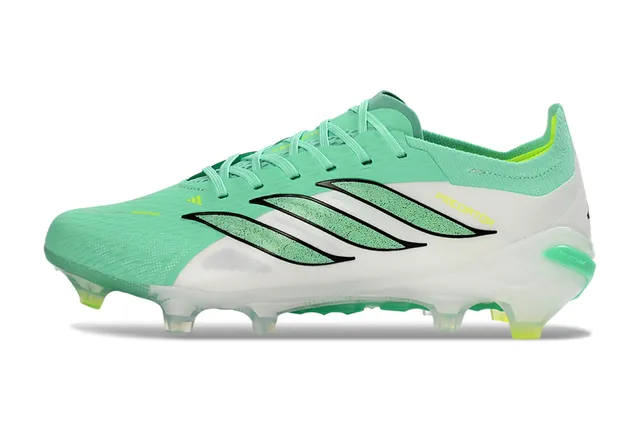 Adidas Predator Verde Blanco Bajo corte con cordones Empeine texturizado Jaula Terreno firme Zapatos de fútbol 17