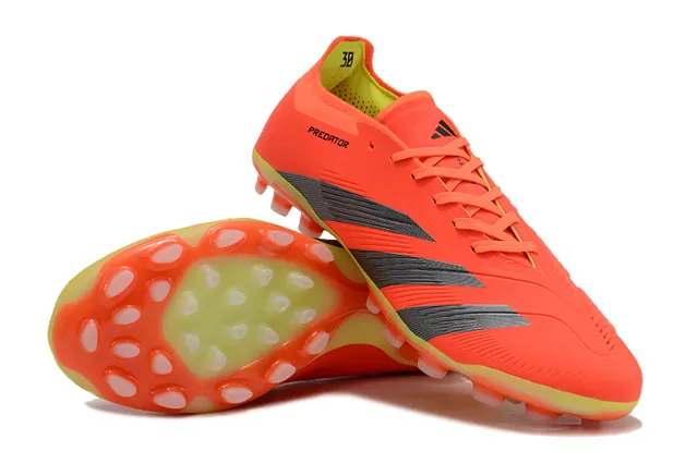 Adidas Predator Naranja Gris Bajo Corte Parte Superior Sintética Textura Ribeteada en la Punta del Pie Aterrador Zapatos de Fútbol 4
