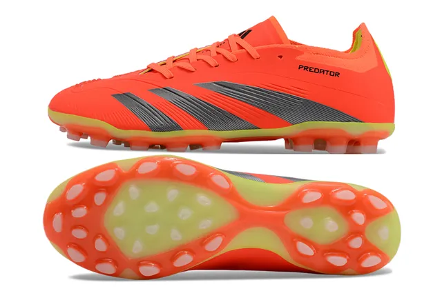 Adidas Predator Naranja Gris Bajo Corte Parte Superior Sintética Textura Ribeteada en la Punta del Pie Aterrador Zapatos de Fútbol 6
