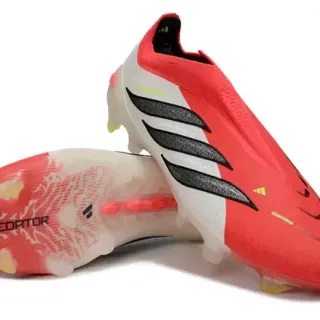 Adidas Predator أحمر أبيض أسود Firm-Ground أحذية كرة القدم