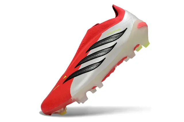Adidas Predator أحمر أبيض أسود Firm-Ground أحذية كرة القدم 12