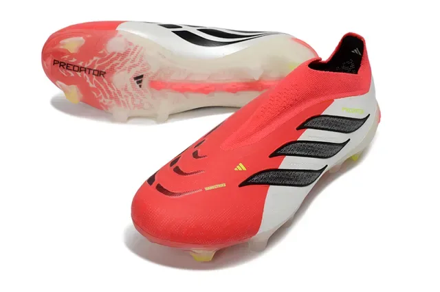 Adidas Predator أحمر أبيض أسود Firm-Ground أحذية كرة القدم 13