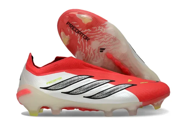 Adidas Predator أحمر أبيض أسود Firm-Ground أحذية كرة القدم 15