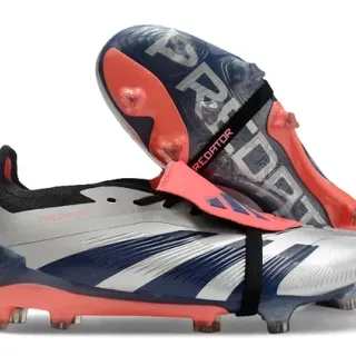 Adidas Predator Plateado Azul Marino Coral Firm-Ground Zapatos de Fútbol