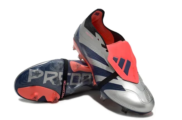 Adidas Predator Prateado Azul Marinho Coral Firm-Ground Sapatos de Futebol 4