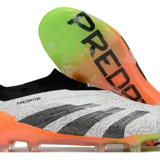 Adidas Predator blanco naranja low-cut cuello calcetín patrón geométrico superior zapatos de fútbol tierra firme