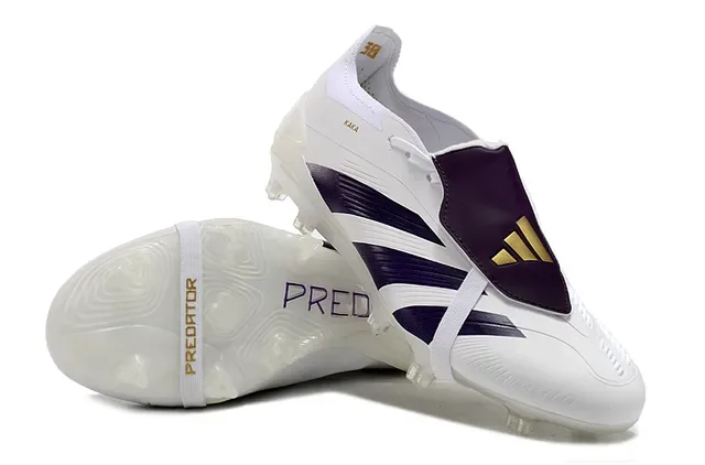 Adidas Predator Branco Roxo Dourado Sapatos de Futebol Campo Firme 4